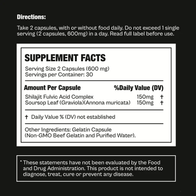 Graviiola + Shilajit Superfood Supplement Capsules - Image 4